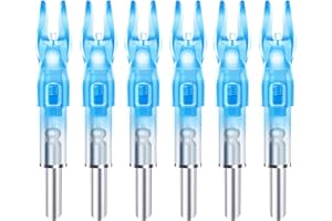 DZHONGD Lighted Nocks for Arrows with .166/G, .204/X, .233/H, .244/S and .246/GT, Bowstring Activation,Archery Lighted nocks (6 Pack)