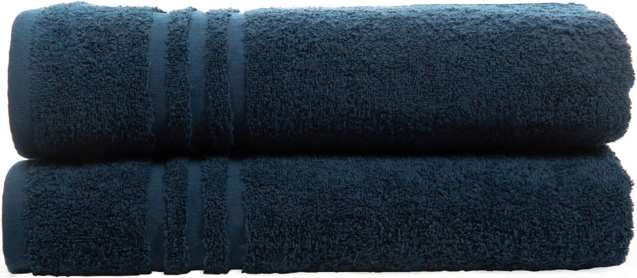 Textile Do Pack of 2 Large Jumbo Bath Sheets (75 x 150 cm-500 GSM) 100% Egyptian Cotton Super Soft Big Bath Sheet Towel Set Body Wrap (Blue, Cotton)
