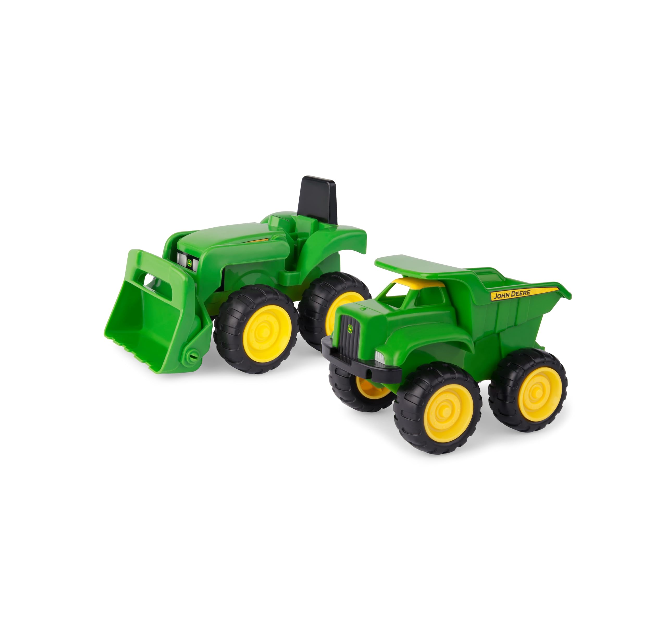 TOMY Games John Deere 6'' Dump Truck & Toy Tractor With Loader Construction Vehicle Set, Green