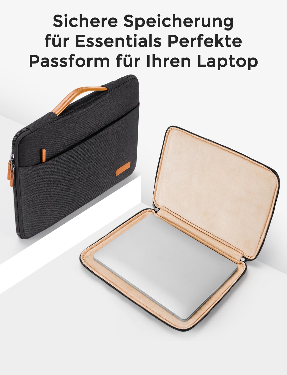 DOMISO Laptoptasche 15.6 zoll Laptop Hülle Tasche für 16 Zoll MacBook Pro 16 M5(2026)/M4(2025)/M3/M2/Max,15,6 zoll Laptophülle Damen Wasserdicht Notebook Sleeve Case Bag Schutzhülle mit Griff,Schwarz 6