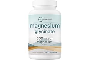 MICRO INGREDIENTS Magnesium Glycinate 500mg Per Serving, 240 Capsules | Potent Elemental Form, 100% Chelated, High Absorption | Healthy Muscle, Bones, & Mood Support Supplement | Non-GMO