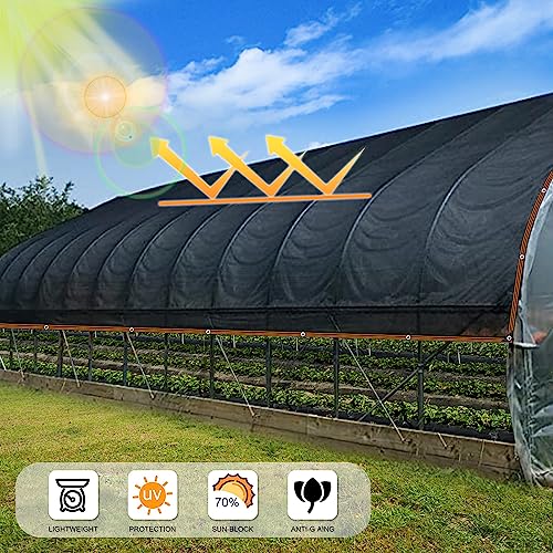 QLOFEI Shade Net, 60%-70% Outdoor Sun Protection Mesh Shade with Grommets, Outdoor Shading Mesh for Garden Pergola Greenhouse Lawn Chicken Coop, Easy to Hang (Black-6x6m)