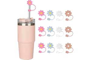 JETSTOP Straw Cover Cap 10MM for Stanley Cup Adventure Quencher 40oz, Reusable Silicone Stopper tips for Stanley Tumbler 30 oz, 20 oz, 12 oz Accessories, Fits 0.4 inch/10mm Drinking Straws (12 pcs)