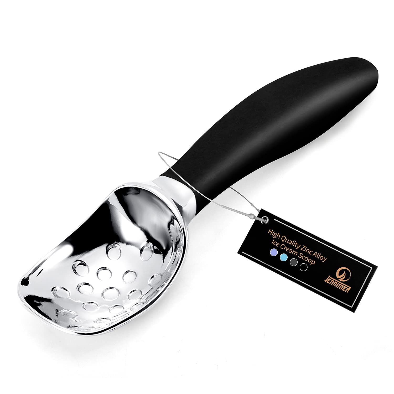 JENNIMER Ice Cream Scoop with Silica Gel Handle, Large Professional Commercial Ice Spoon Anti-Skid and Anti Freezing, Comfortable and Durable, Easy to Dig Out Frozen Dessert Such as Cream