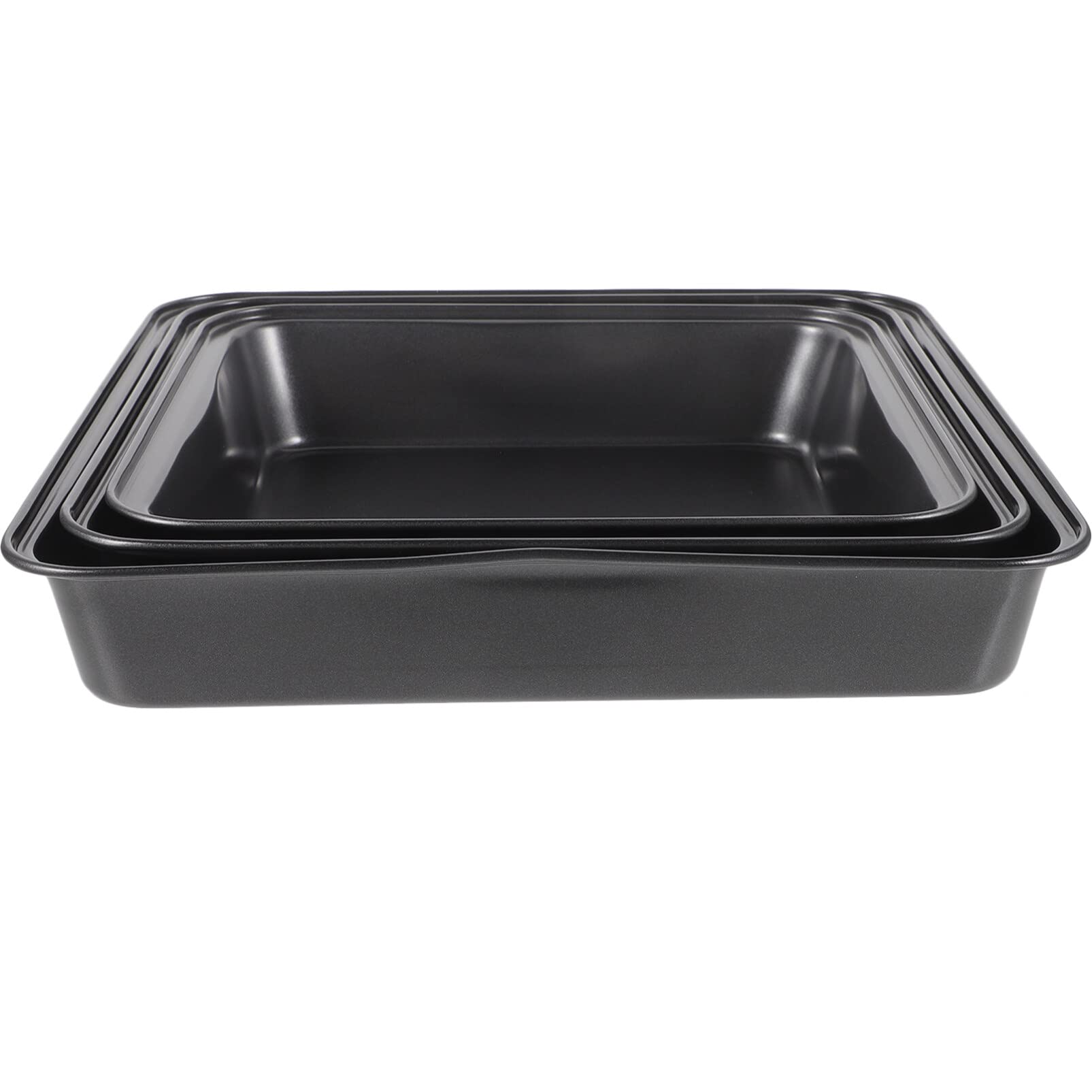 VOSAREA 3PCS Nonstick Cake Pans Square Baking Pans Carbon Steel Coated Baking Pans Rectangle Pizza Tray Nonstick Bakeware for Home Kitchen Restaurant