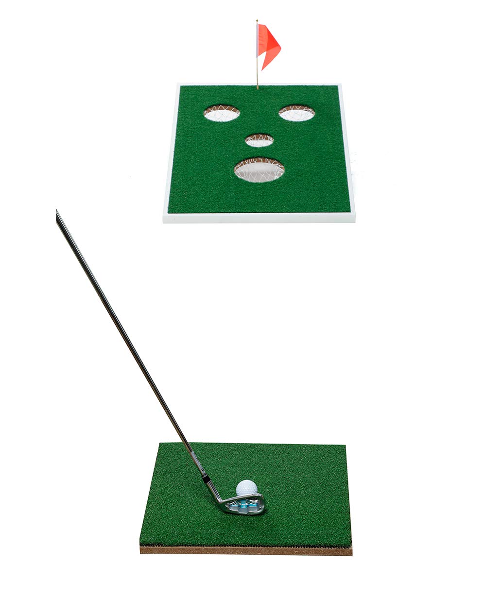 SPRAWL Chipping Golf Cornhole Game Set - Two Boards,Two Chipping Mats,Eight Golf Balls - Portable for Backyard, Beach, Office