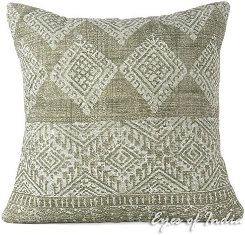 Amazon Com Eyes Of India 24 Inches Square Olive Green Cushion