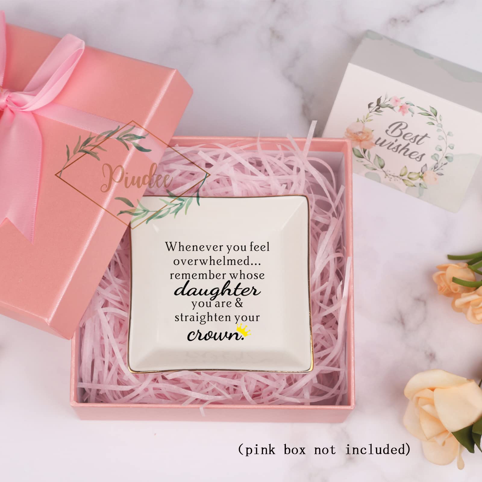 Daughter Gift from Mom, Gifts for Daughter Ring Dish - When You Feel Overwhelmed...Straighten Your Crown, Christmas Birthday Gift for Daughter Adult Valentines Wedding Mothers' Day Gifts