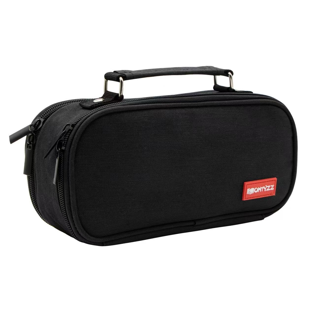 pencil Teenagers Large Capacity case 2 Compartment Girls Boys Canvas case for School Work Cosmetic Storage Bag Black