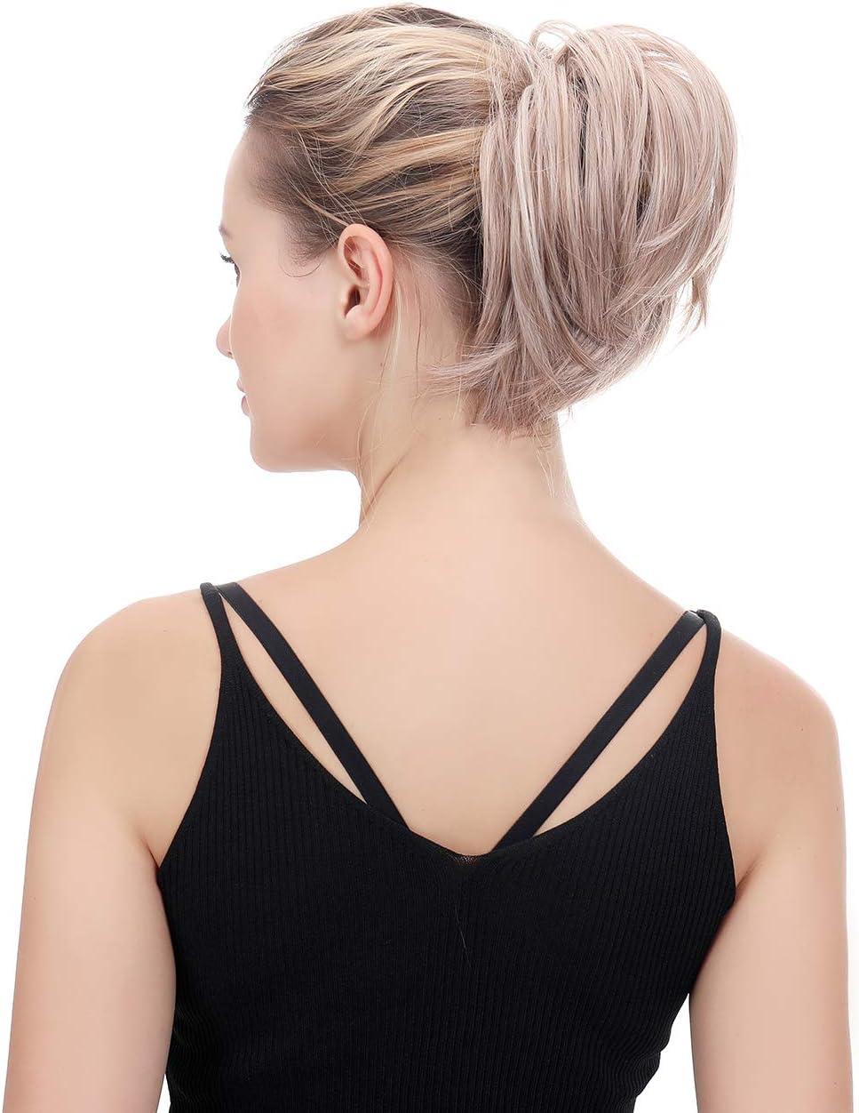 Oubeca Tousled Synthetic Hairpiece Scrunchies Straight Elastic Updo Scrunchy Bun For Women (12C/18/144B)