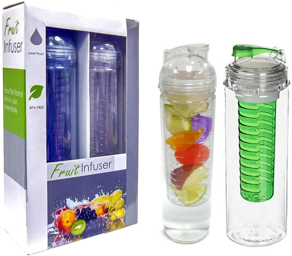 32oz Portable Leak Proof BPA Free Sport Fruit Fusion Infuser Drinking Water Bottle Mug (Available Set of 2X, Or Single Unit)