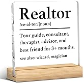 Realtor Gifts, Funny Realtor Gifts for Women, Real Estate Agent Gift, Realtors Office Desk Decor for Women, Realtor Definition Acrylic Sign Office Bedroom Shelf Table Decor 4x4 Inch