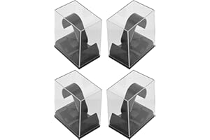 TEHAUX 4Pcs Plastic Watch Boxes with Black Base 74X50X88Mm Single Watch Storage Display Case Organizer for