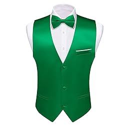 Barry.Wang Mens Emerald Green Suit Vest Bow Tie Set