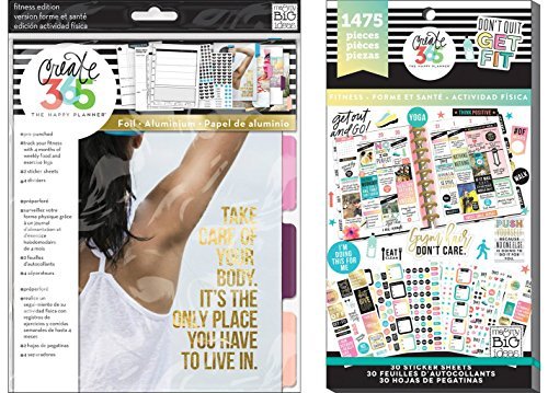 Bundle Create 365 The Happy Planner Fitness Extension Pack & Fitness Value Pack, 1475 Stickers