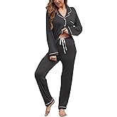 Yoolfine Button Up Pajamas for Women Long Sleeve Sleepwear Soft Loungewear Ladies Pjs Set XS-XXL