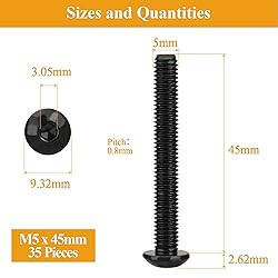 35 Pieces M5 x 45mm Button Head Socket Cap