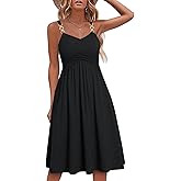 Soesdemo Summer Dresses for Women 2025 Floral Boho Sleeveless V Neck Spaghetti Strap A Line Casual Sundresses with Pockets