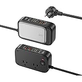 USB Charging Station for Multiple Devices PD 65W Power Strip Surge Protection 1200J, 5FT Flat Extension Cord Desktop USB Charging Hub for Travel,Home,Office,School,Dorm (Black)
