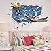 Amaonm Removable Home Art Decor 3D Under Ocean Sea Through The Wall Wall Sticker Mural Waterproof Decals for Kids Girls Bedroom Living Room Nursery Rooms Classroom Background