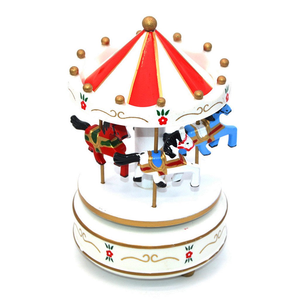 Carousel Wood Music Box Merrygoround Wooden Musical Boxes for Kids