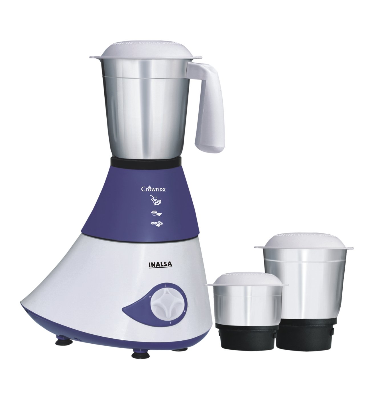 Inalsa Crown Dx 750Watt Mixer Grinder with 3 Jars (Purple/White