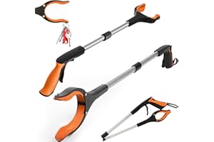 ALFELE Grabber Tool 2 Pack, 4” Wide Jaw, 360° Rotating Head, 32" Foldable Lightweight Trash Claw Grabbers for Elderly, Reaching Tool for Trash Pick Up Stick, Litter Picker, Arm Extension