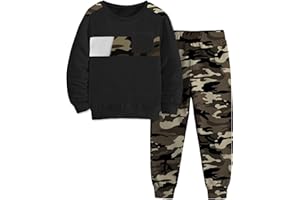 Qetobolly Boys Clothes Long Sleeve T-shirt and Camouflage Pants 2PC Fall Winter Outfits Kids Clothes Boys for 6-16 Years