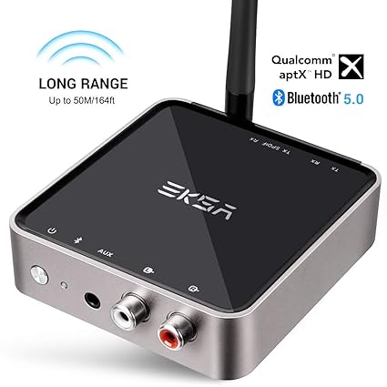 EKSA 5,0 Bluetooth Transmitter und Empfänger 50m Hohe Reichweite 2 in 1 Audio Bluetooth Adapter, aptX Low Latency, Digital Op