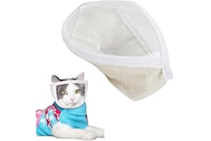 Amaezorx 1 Pcs Clear Transparent Cat Muzzle Mask, Breathable Cat Grooming Muzzle for Safe Bathing, Nail Trimming, Anti-Lick A