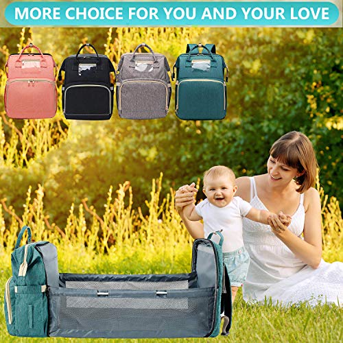 Diaper Bag Backpack with Folding Crib, Portable Sleeping Mummy Nappy Baby Bag Travel Bassinet