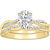 Houston Diamond District 1 to 6 Carat Oval Shape LAB GROWN Diamond Wedding Bridal Set (AAAA Heirloom Quality)