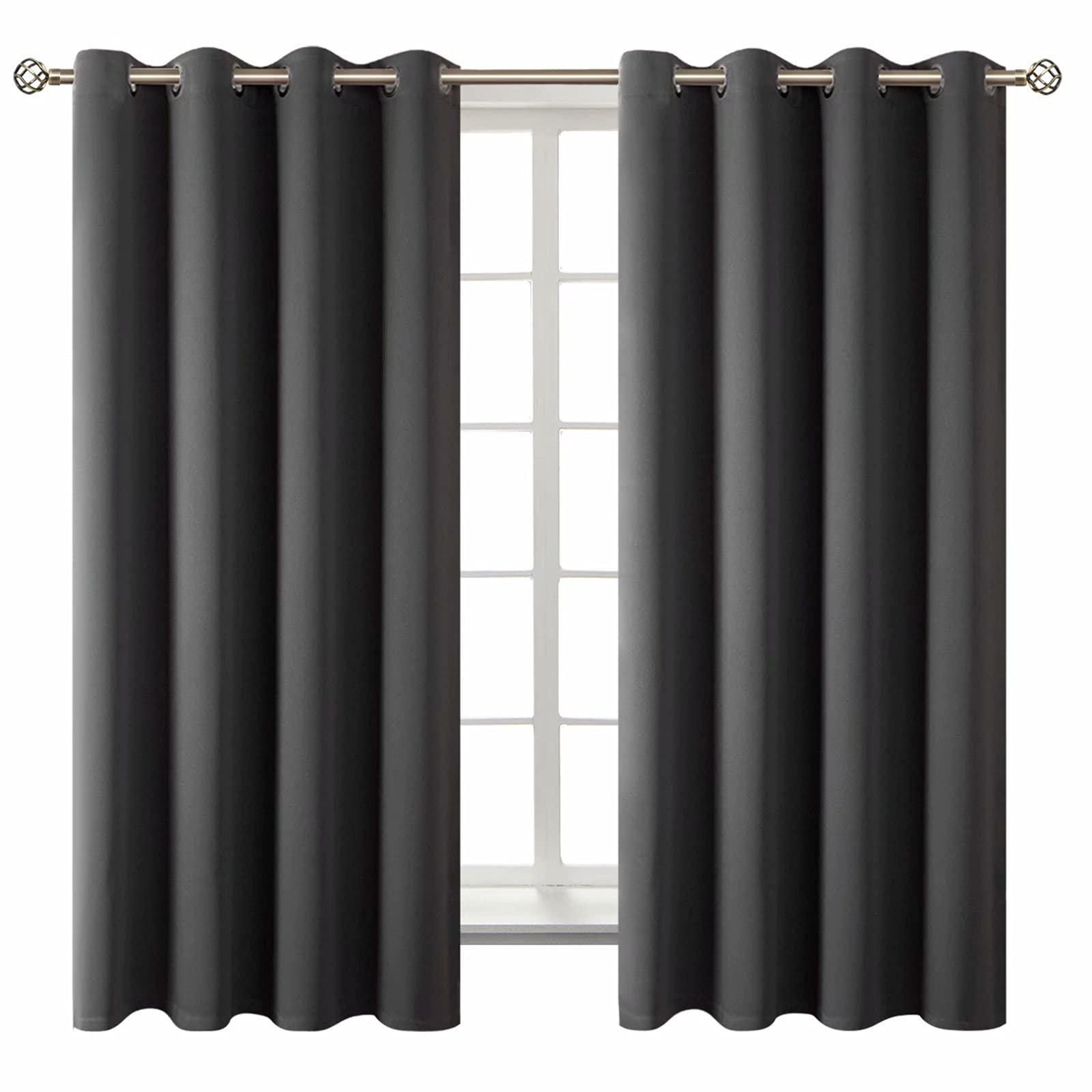 BGment Blackout Curtains - Thermal Insulated Room Darkening Bedroom and Living Room Curtain, Set of 2 Panels (52 x 63 Inch, Dark Grey) — image 1