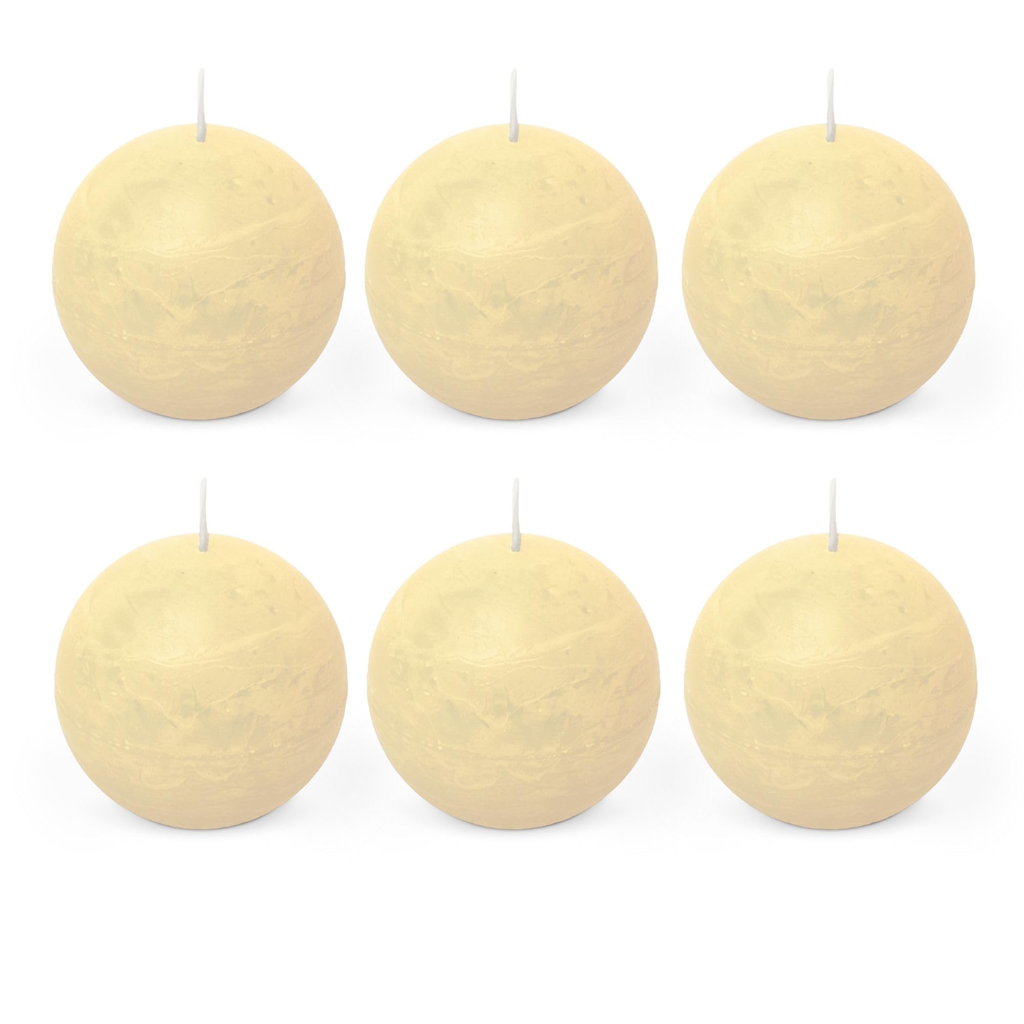 Spaas 6 Rustic Unscented Ball Candles 80 mm, 24 Hours, Ivory