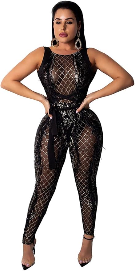 sheer sequin jumpsuit