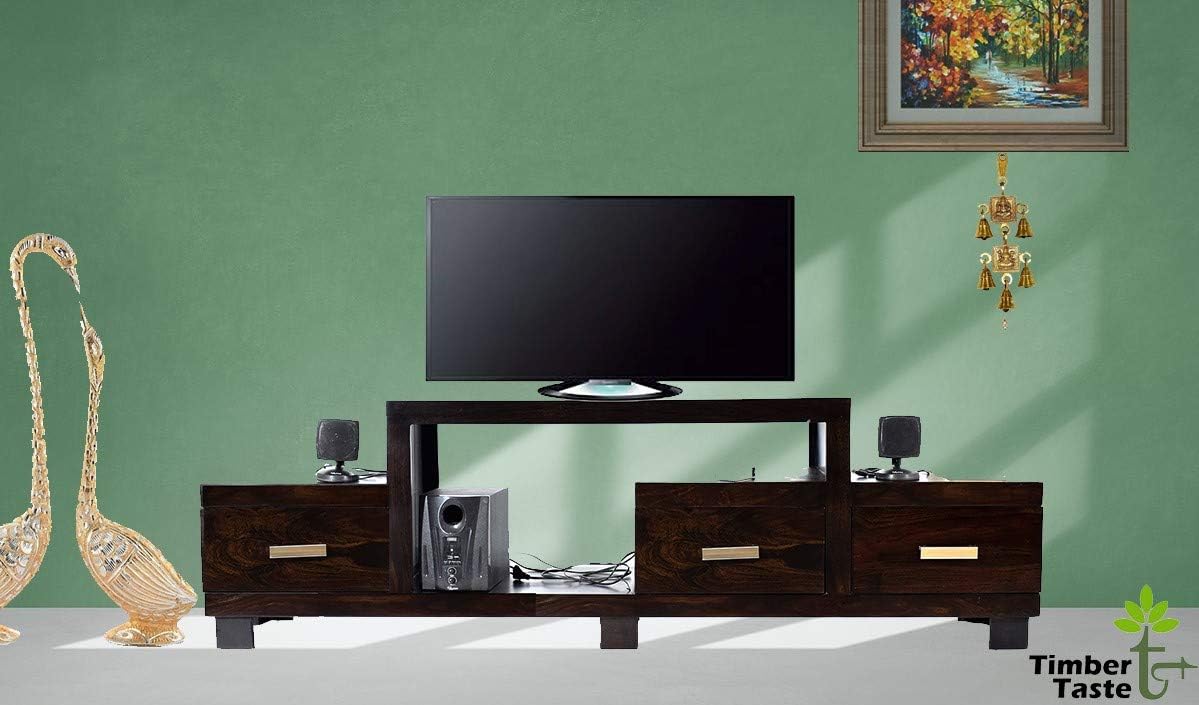 Daintree TimberTaste Sheesham Wood 1.75 Meter 3 Draw NewNadia TV Unit Cabinet Entertainment Stand (Walnut)