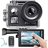 AKASO Action cam 4K/60fps /Action Kamera 20MP WiFi mit Touchscreen EIS 40M unterwasserkamera V50 Elite mit 8X Zoom Sprachsteuerung Fernbedienung Zubehör Kit Sportkamera