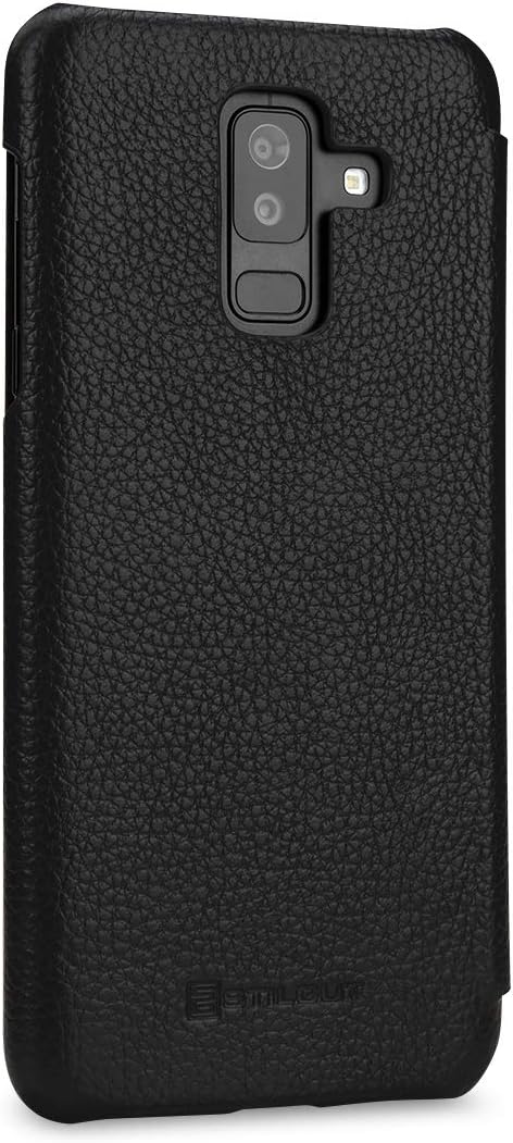StilGut Book Type Flip Case for Galaxy A6 Plus/A6+ 2018, Genuine Leather Samsung Galaxy A6 Plus Case, Black - Image 5
