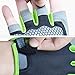 HuwaiH Cycling Gloves Mountain Bike Gloves Anti-Slip Shock-Absorbing Pad Biking Gloves Bicycle Road Racing Riding Gloves Half Finger Breathable Cycle Gloves for Men and Women (Black Green, Large)