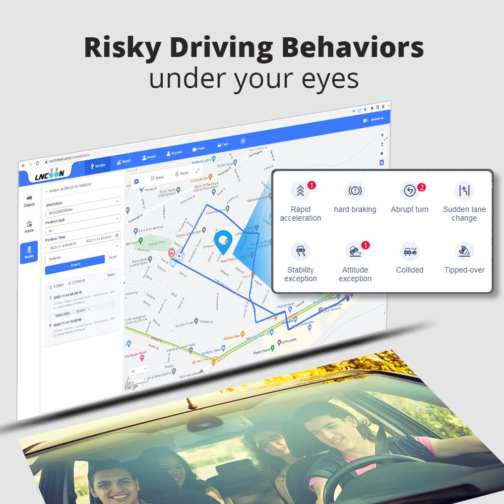 LNCOON GPS Tracker - 4G LTE Real-Time Car Tracking Device, OBD Plug & Play, Long Trip Tracking, Speed Monitoring for Fleet, Car Rental, Multiple Alert