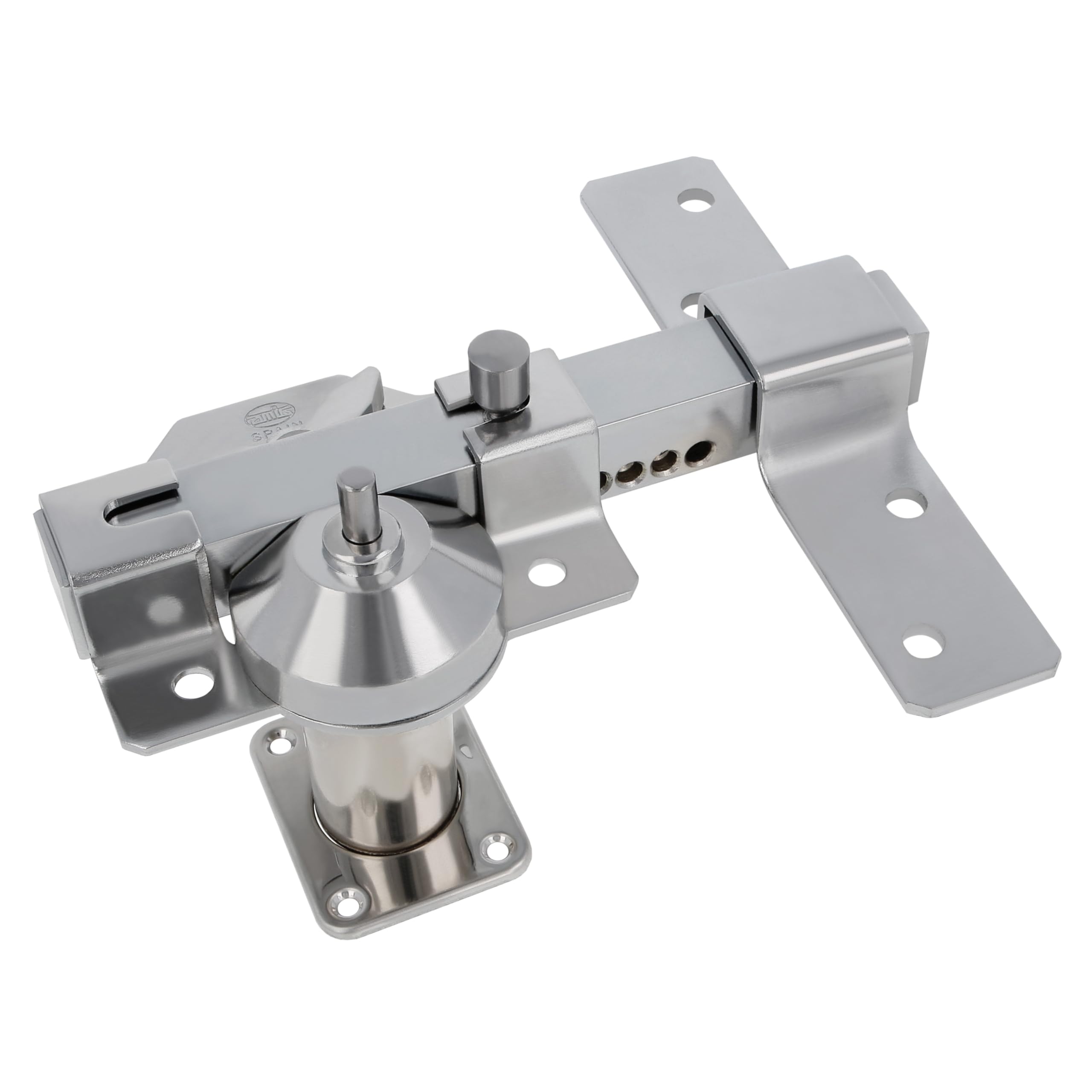 Amig - Surface-Mounted Steel Bolt for Doors | Push Button Opening, Security Latch, and Locking Lever | 105 x 170 mm, 50 mm Cylinder, Silver Colour, Includes 5 Dimple Keys — image 1