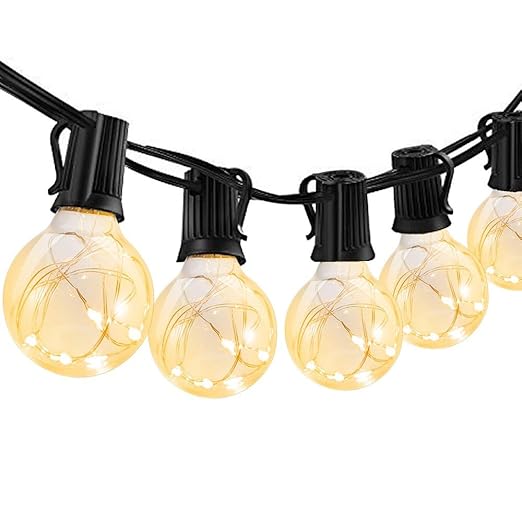 Lichterkette Außen, ECOWHO G40 Led Lichterketten Warmweiß mit Fernbedienung Dimmbar, 7,5 Meter, IP44, 8 Beleuchtungsmodi für 