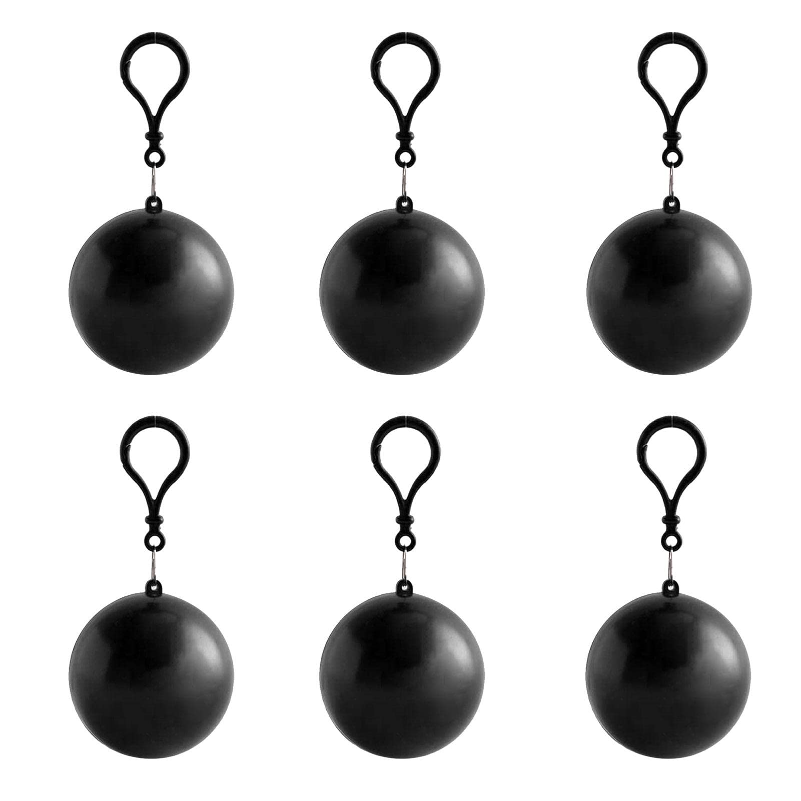 Jiakalamo 6-Pcs Disposable Raincoats, Portable Rain Poncho for Travel, Camping, Cycling (Black)