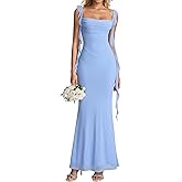 KUTUMAI Elegant Long Formal Wedding Guest Dresses for Women Ruffle Bodycon Cocktail Party Maxi Dress