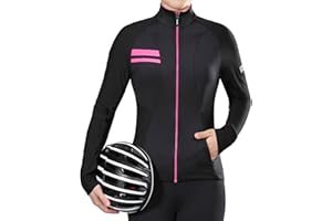 Santic Women's Cycling Jacket Thermal Windproof Windbreaker Reflective Lightweight with Pockets for Biking Running