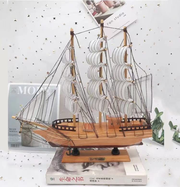 Sailboat Model Decor Miniature Sailing Boat Nautical Sailboat Model Home Decor Vintage Nautical Sail Ship Model 3-Mast Model Sailboat Display Wood Sailboat Model Ocean Theme Gift for Men Boys