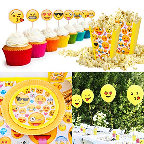 MelonBoat Emoji Party Supplies Birthday Decorations Kit, Plates