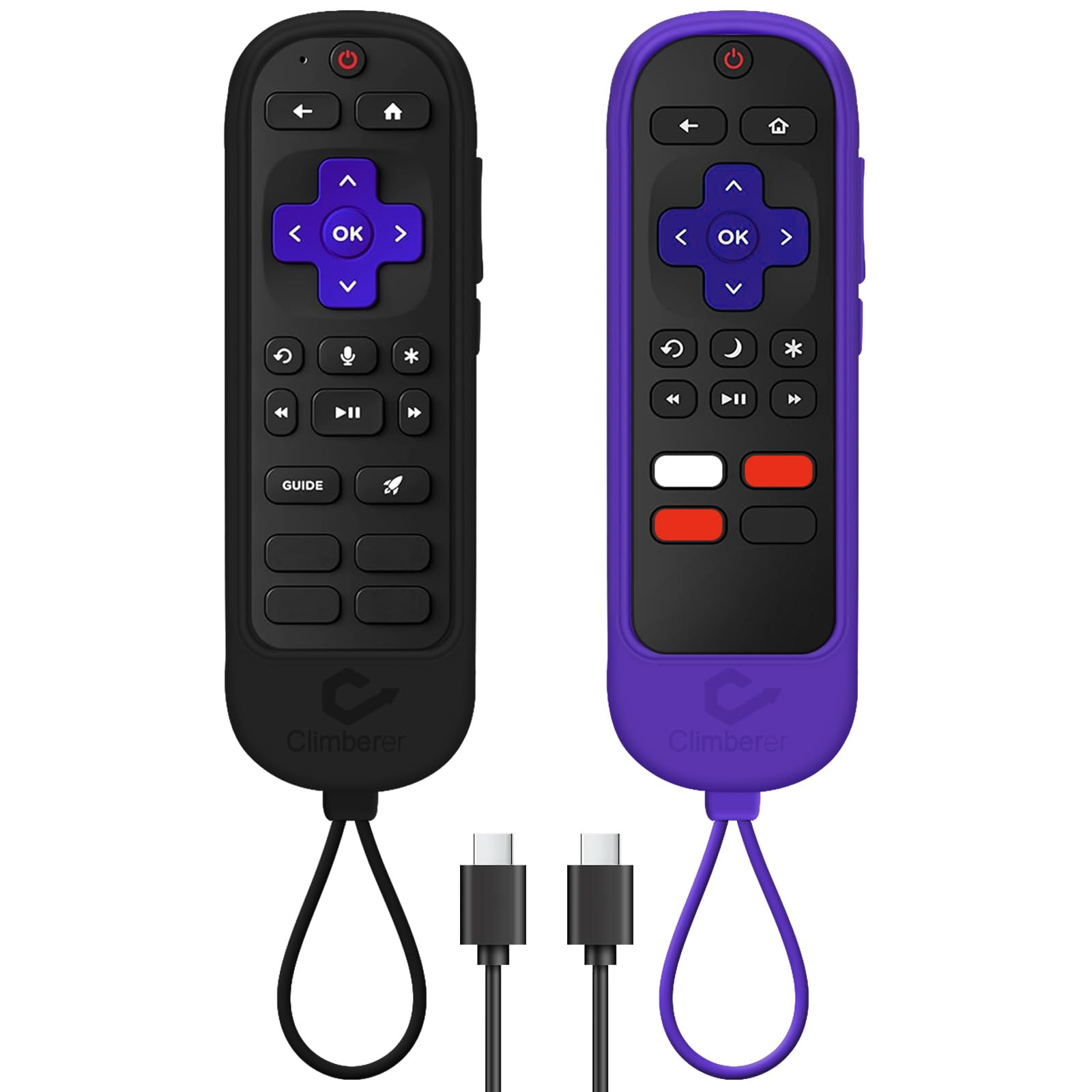 Photo 1 of [2-Pack] Climberer Remote Case Cover Compatible with Roku Ultra 2024 / Voice Remote Pro (2nd Edition) & Rechargeable Pro (2nd Ed) #RCB1R (Black + Purple)