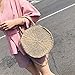 HOSPORT Women Straw Handbag Round Straw Woven Shoulder Bags Beach Zipper Totes