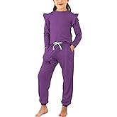Jimonda Kids Girls Long Sleeve Tops and Pants with Pockets Clothing Set 2 Piece Outfits Tracksuit Outdoor Sweatsuit Sets